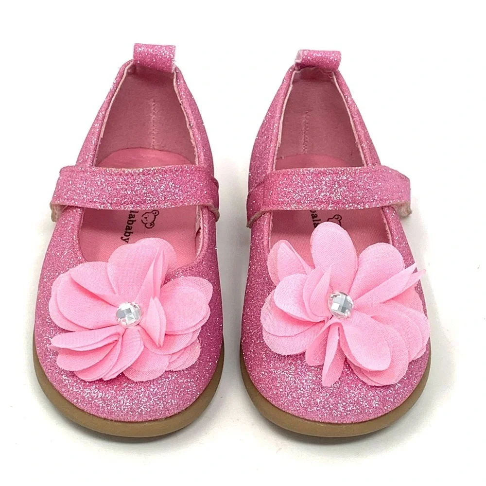 Koala Baby All Pink Glitter Mary Jane Casual Dressy Flat Shoes Girls Size 6
